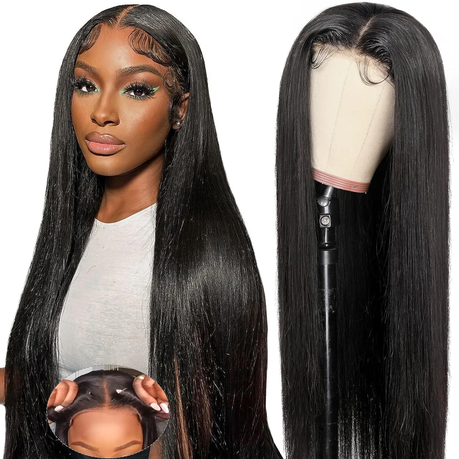 レースフロントウィッグウェアアンドゴーGlueless Lace Wig Brazilianストレートレースウィッグ