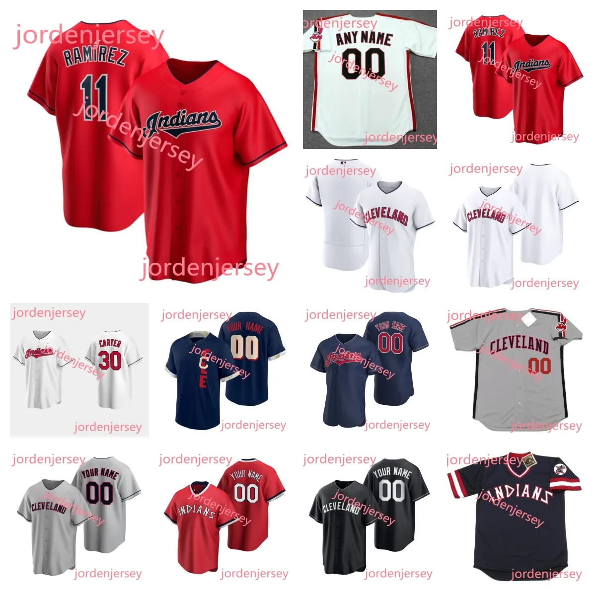 Camisetas de béisbol NUEVA Universidad viste Ricky Vaughn Jersey Nick Wittgren Indio James Karinchak Roberto Pérez Zach Plesac Triston McKenzie Jim ramírez Calhoun