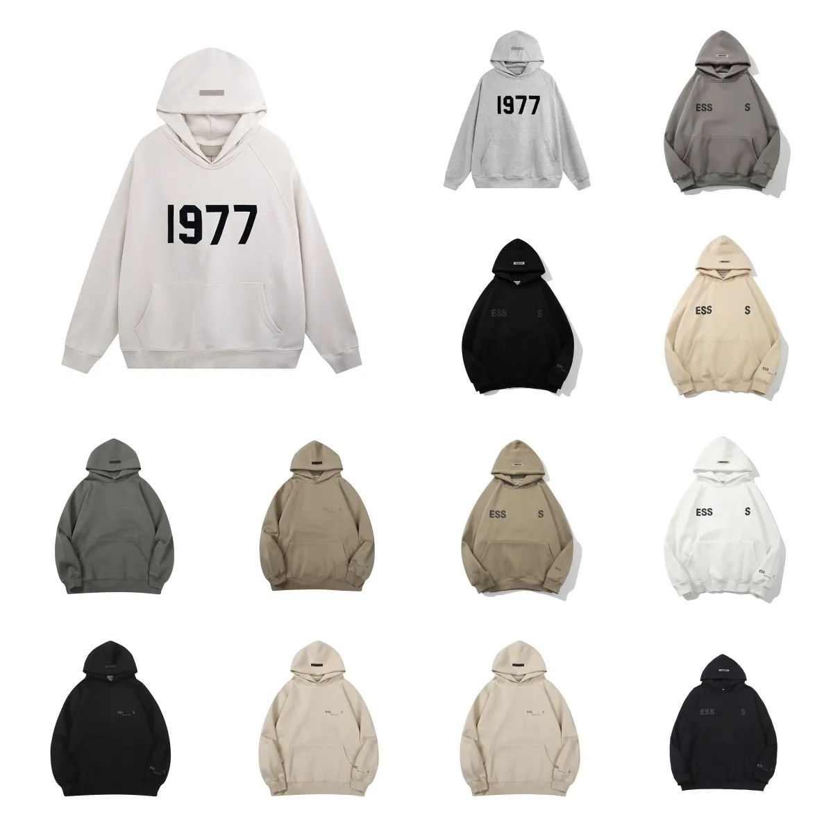 디자이너 후드 Essentailhoodie Ess 1977 인쇄 된 반사 편지 후 Hoody Pullover Sweatshirts Cotton Hooded Overize Hoodie 조깅 트랙 슈트