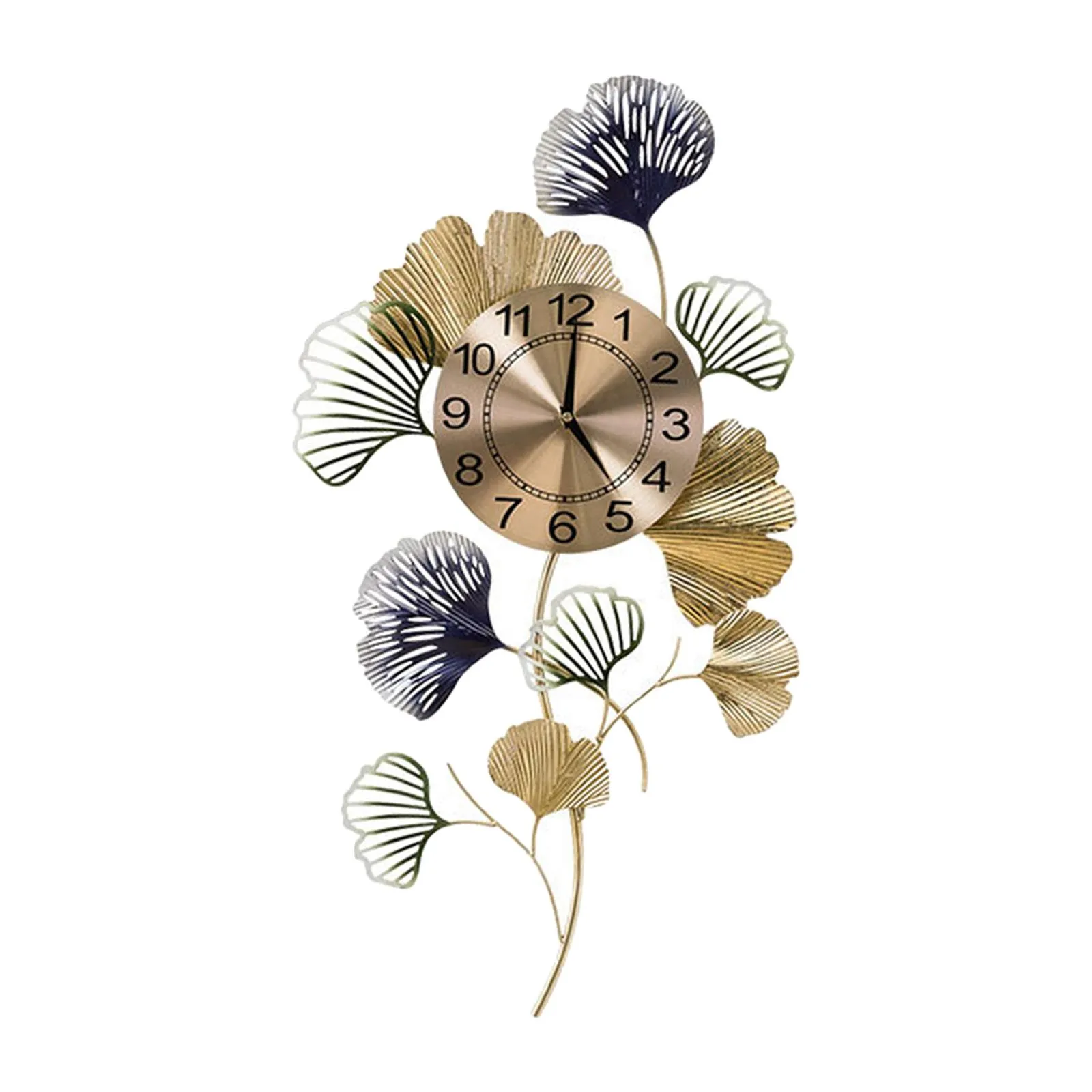 Iron Crafts Wall Watch Clock Non Ticking Ginkgo Leaf Decorative Decors Creative Home Hanging Wall Clocks for Farmhouse Hallway