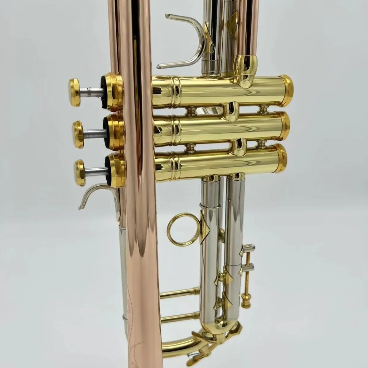 미국 브랜드 이중 스케일 구리 트럼펫 표면 금도금 B- 키 프로 트럼펫 원래 3 톤 혼 기기