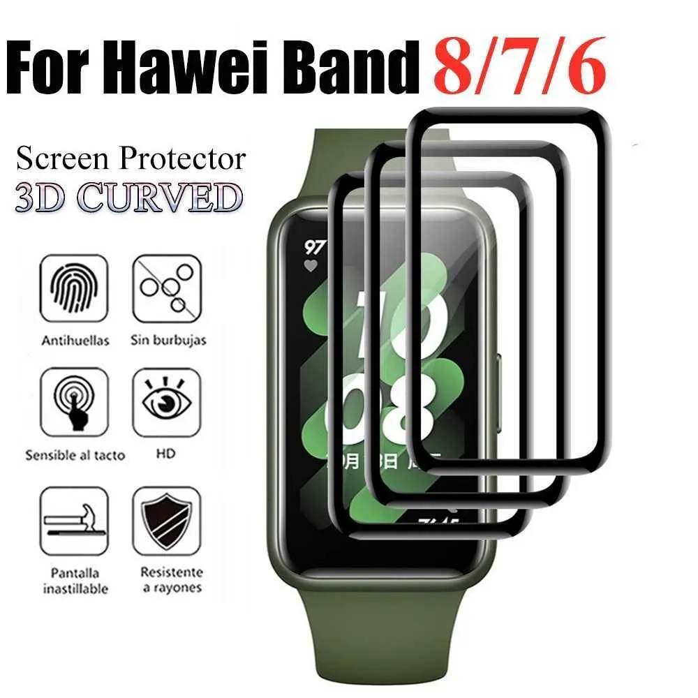 Huawei için Koruyucu Yumuşak Cam İzle Fit 2 Smartwatch Ekran Koruyucu Film Huawei BNAD 8 6 7 Pro Onur Band 6 Kapak kayışı