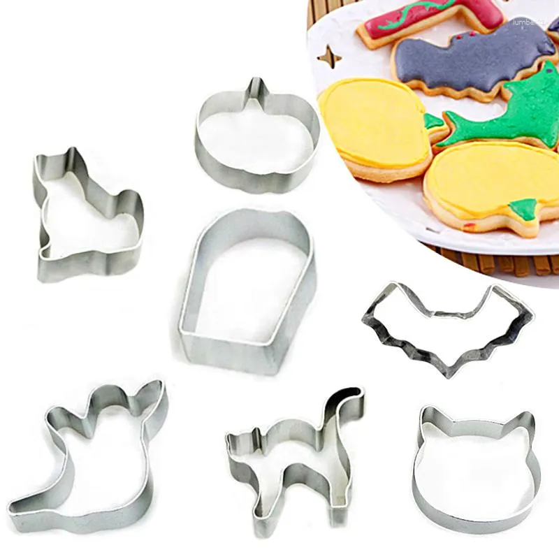 Baking Moulds Pumpkin Ghost Bat Pressable Biscuit Mold Halloween Cookie Cutters DIY Embossing Mould Cake Decorating Tool Supply