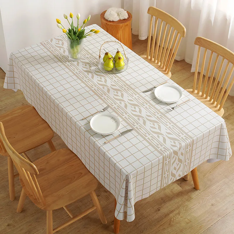 Table Cloth Lime Plaid PVC Desktop Household Rectangular Printed Tablet Is Simple Dining Table Cloth Fitted Tablecloth 24PRA102401 230824