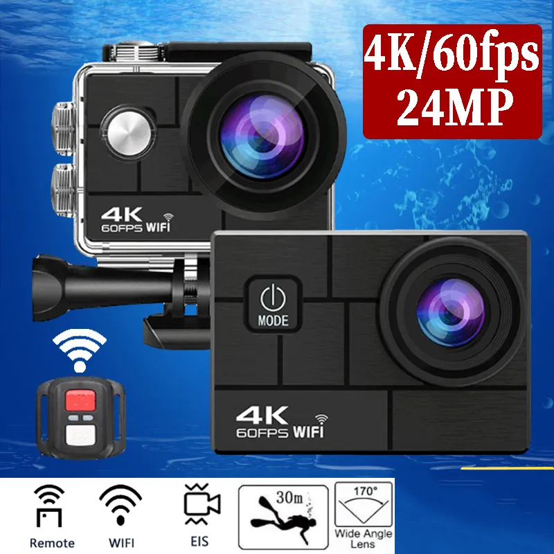 Hava Durumu Kameraları Kask Eylem Kamera Ultra HD 4K 60FPS 170D 24MP 2 0 LCD EIS WIFI 30M Su Geçirmez Uzaktan Kumanda Dış Mekan Spor Video Kaydedici 230825