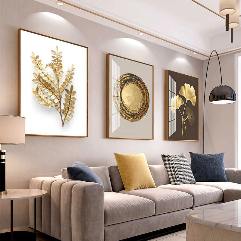  Cuadros minimalistas dorados para pared, lienzos
