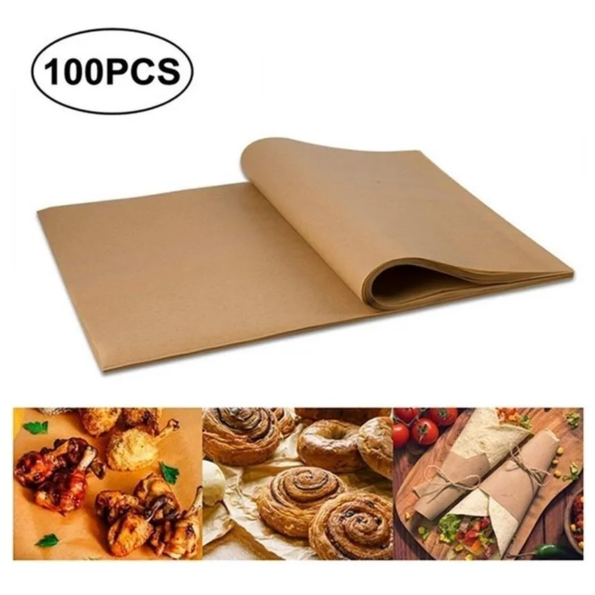 100 PCS Parchment Paper Sheets Precut Unbleached Baking NonStick Cookie Sheet TB Y200612213p