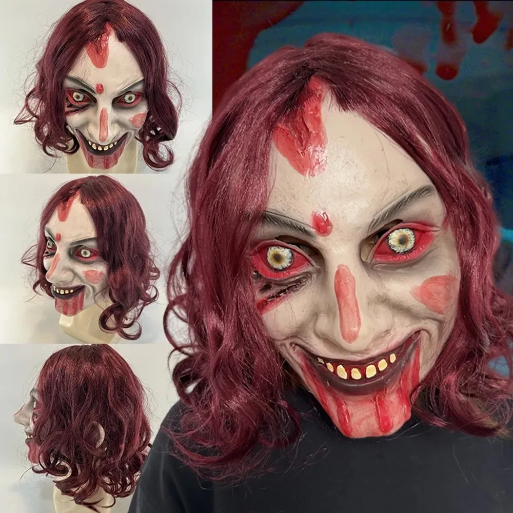 Party Masks Unisex Scary Ghost Mask Movie Evil Dead Rise Horror Female Ghost Demon Latex Mask Halloween Cosplay Prop 230824