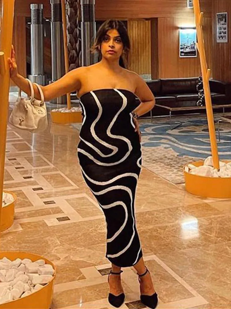 Basic Casual Strapless Black White Striped Polyester Dress Mid-Calf  Sleeveless Summer Party Dress from Dhgate Basic & Casual Dresses - price  47.14
