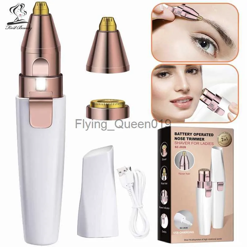 2 I 1 Electric Eyebrow Trimmer Painless Eye Brow Epilator For Women Makeup Mini Razors Portable Facial Hair Removal Shaver Tool HKD230825