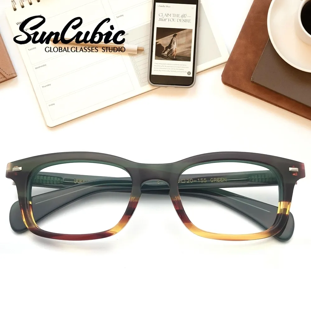 サングラスフレーム処方眼鏡眼鏡茶色の男性レトロ光学フレームアンチブルーライトアイウェアビンテージ男性リーディング眼鏡617G 230824