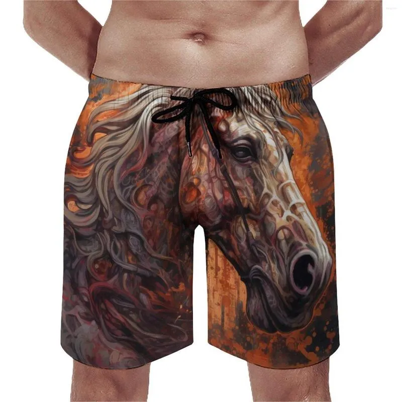 Herr shorts hästbräda sommaren fantastisk groteske sportkläder strand snabb torr vintage grafik plus storlek stammar
