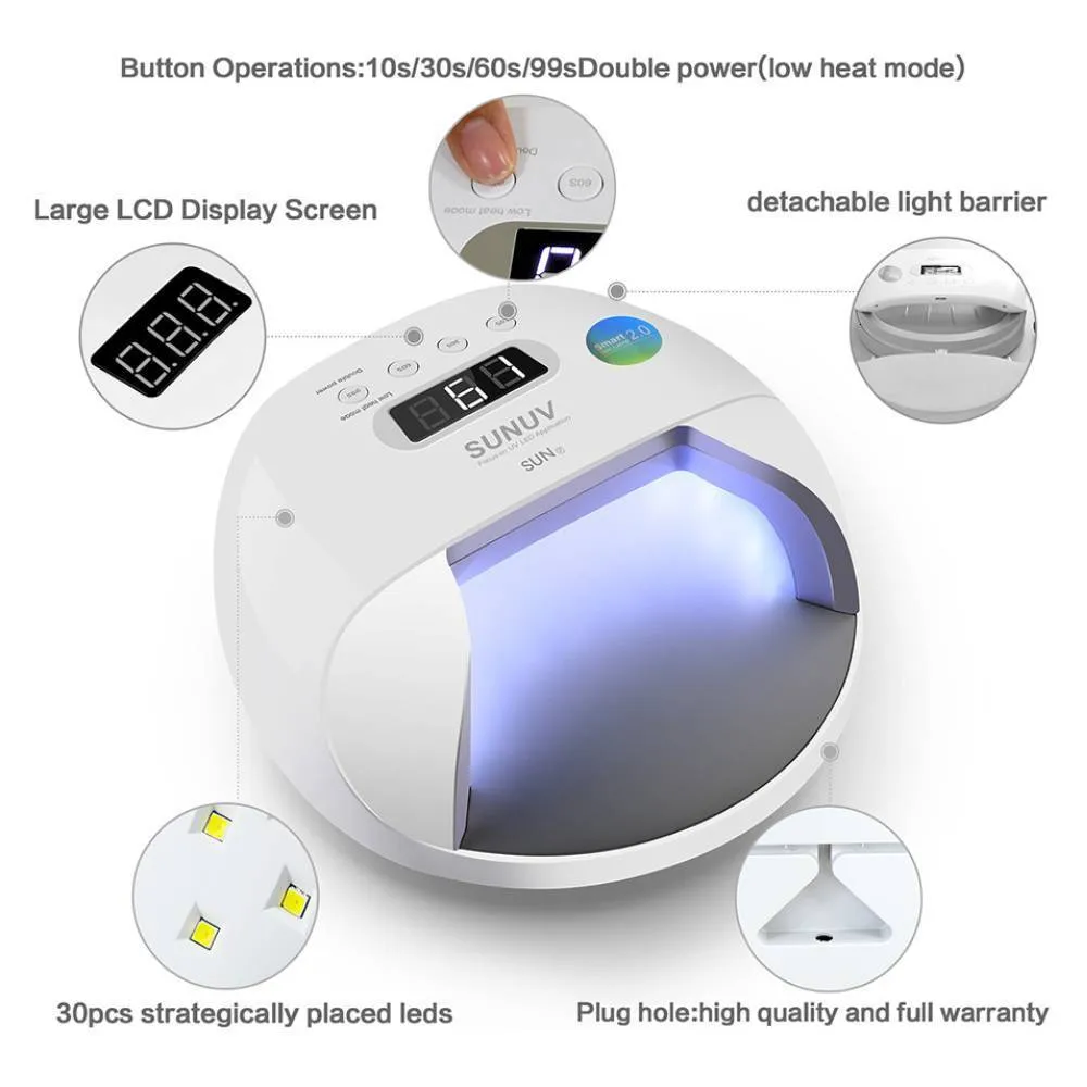 Nail Dryers Nail lamp SUNUV SUN7 UV LED Nail Lamp Dryer Fast Curing Nail Gel Professional Nail Dryers UV Gel D_voghion.com