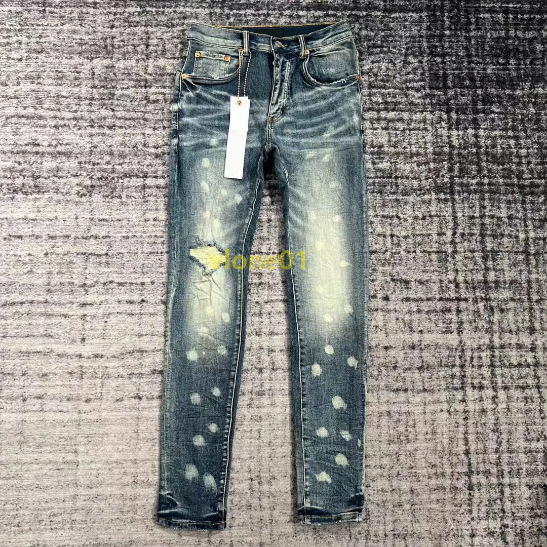 بنطلون جينز أرجواني مصمم جينز ممزق الجينز جينز سراويل سروال سراويل جينز ضئيلة الهيب هوب سحاب للذكور سراويل سليمة 30-38