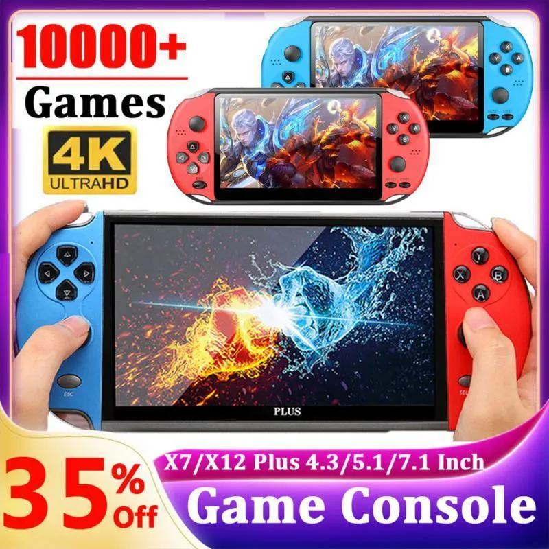 Portable Game Players x7 Plus Console Console 4,3 дюйма Big HD-экрана встроенный 10000 игр Портативный аудио-видеоиглер Classic Play Game 8GB-32GB 230824