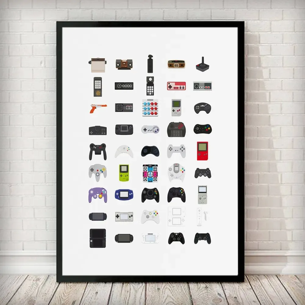 Video Game Controllers Canvas Painting Prints For Boys Retro Gaming Room Decorative Wall Decor Pictures Gamer Gift Aesthetic Posters No Frame Wo6