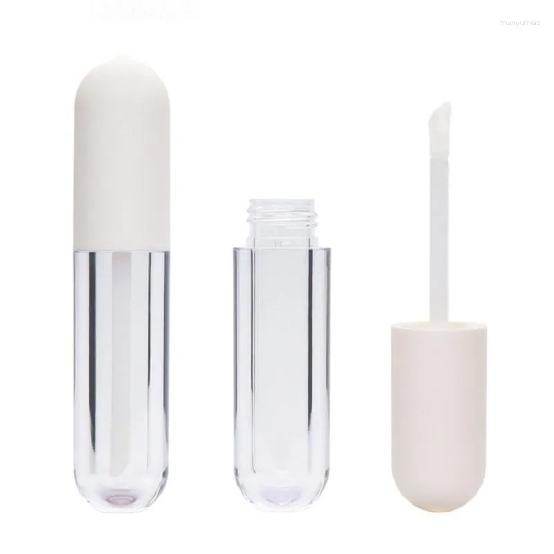 Botellas de almacenamiento Tubos de varita de brillo de labios vacíos Recipiente de plástico transparente redondo Tapa blanca 4,4 ml Embalaje recargable cosmético 30 piezas 50 piezas