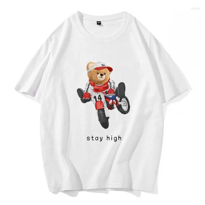 Men's T Shirts Beach Travel Trend Style 90s Summer Cotton T-Shirt Men'ss Printed Casual Clothing Fashion Cute Bear Pattern T-Shir