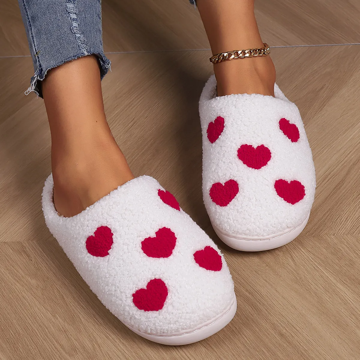 Pantoufles Maison chaussures femmes amour coeur broderie chambre confortable chaud intérieur pantoufles femme fille intérieur maison chaussures Zapatillas Mujer 230824