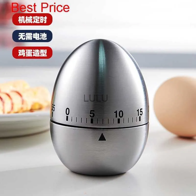 20PCS Portable Metal Timer Attractive Stainless Steel Anti-slip Bottom 60 Minutes Egg-shaped Manual Reminder Timer egg type HKD230825 HKD230825