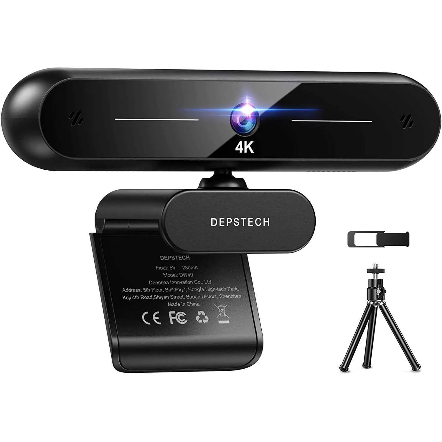 DePstech DW40 4K HD Webcam 8MP Auto Focus USB Web Camera مع Microphone Webcamera لجهاز الكمبيوتر المحمول/ مكالمة فيديو/ تكبير/ دفق HKD230825