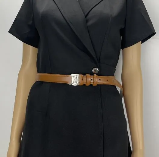 Women 27s Faux Leather Belt with Geometric Alloy Pin Buckle  display picture 1