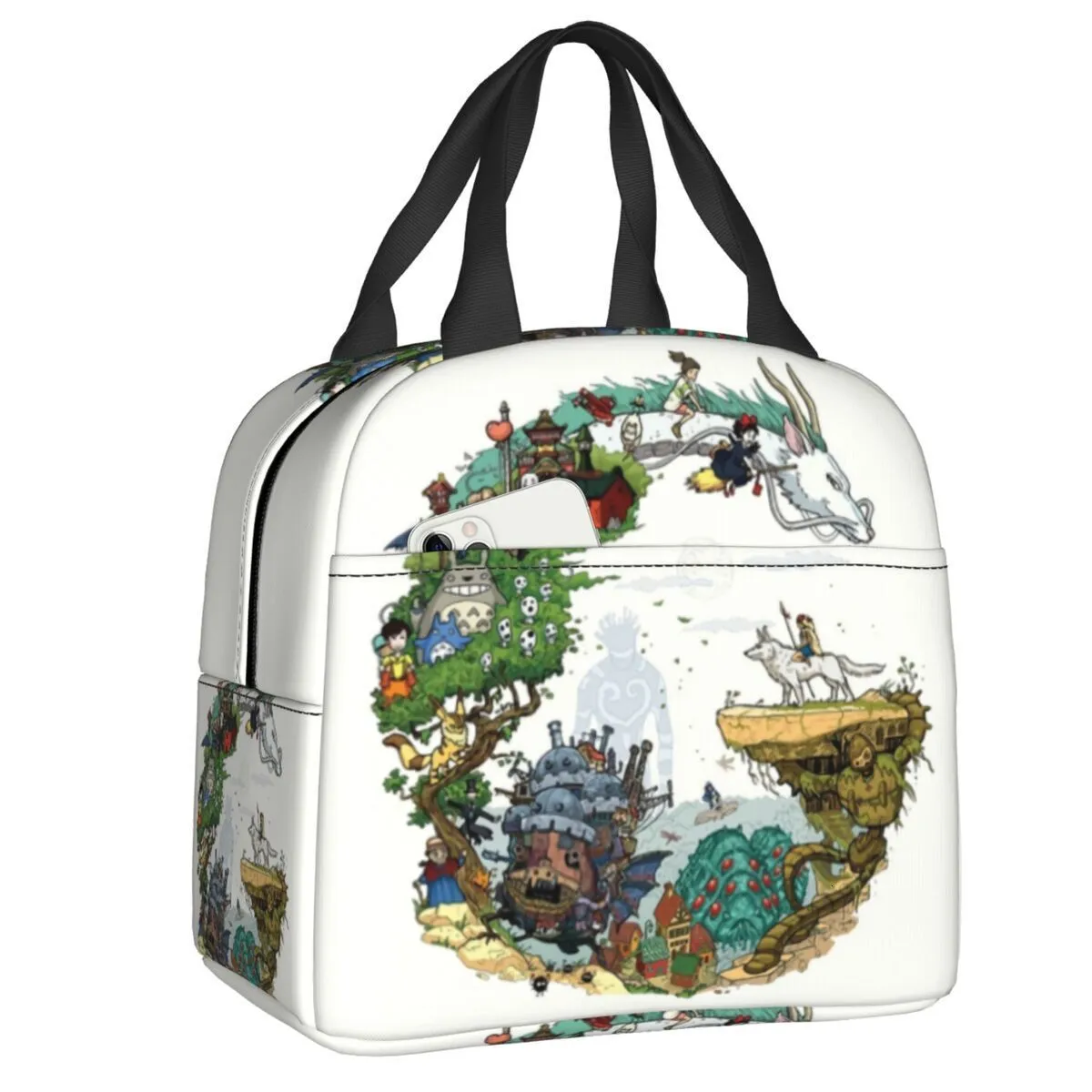 Custodie per borse per cosmetici Hayao Miyazaki Totoro Borsa per il pranzo isolata Borsa termica riutilizzabile Anime Studio Ghibli Bento Box per bambini per donne Scolari 230823