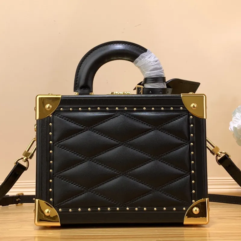 Sac à coffre de créateur de qualité miroir Fashion Women Box Box Sac en cuir authentique en cuir avec bracelet en cuir