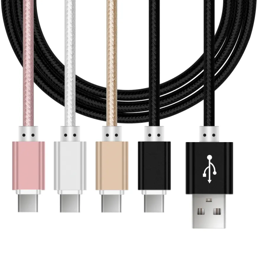 Typ C USB Micro Cable Fast Charging Line Data Cord Charge för Huawei Samsung Xiaomi 1M 2M 3M Wire