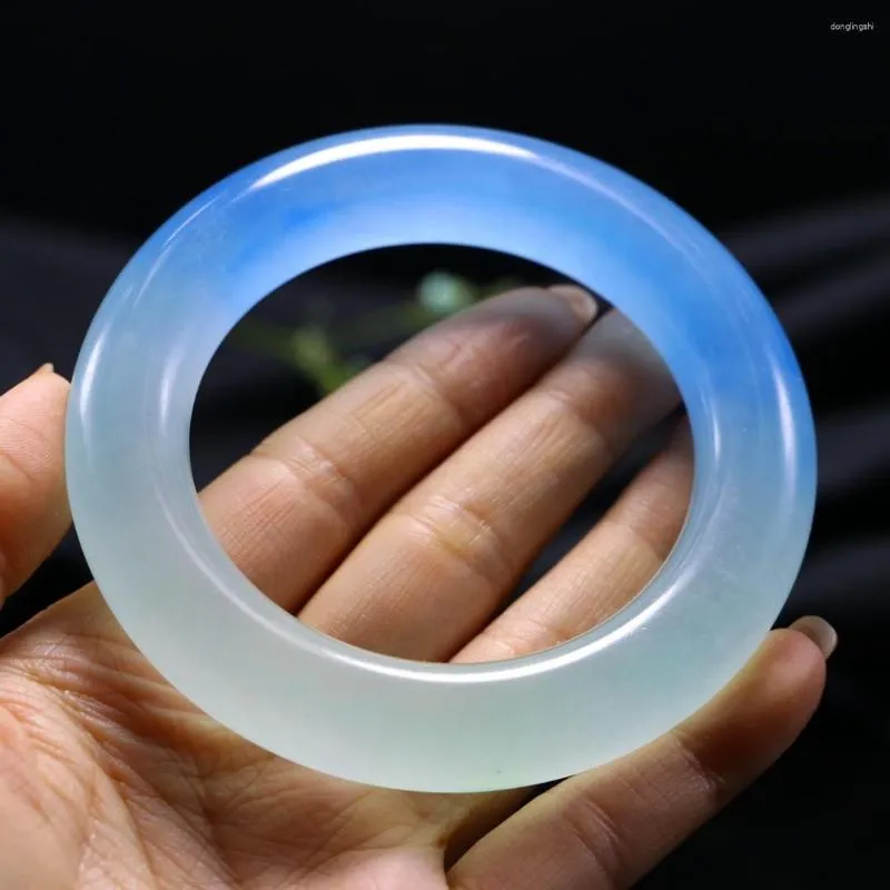 Bangle Certified Jade Bangles Women Healing Gemstone Jewelry Genuine Myanmar Jadeite High Grade A Blue White Bicolor Jades