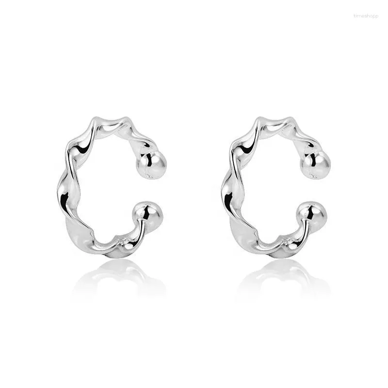 Boucles d'oreilles créoles en argent 925 brillant, forme de vague irrégulière pour femmes, tendance, manchette d'oreille, faux Piercing, sens avancé, bijoux de fête de Banquet