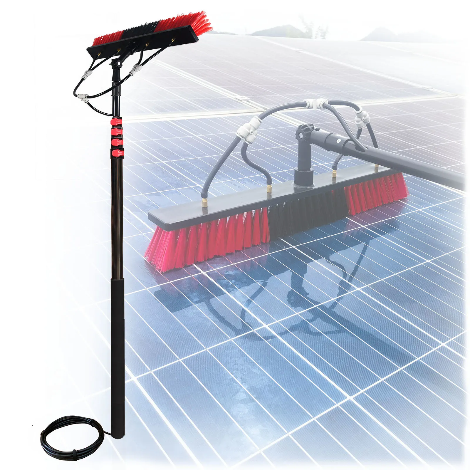 Floor Sweeper Mop Solar Panel Cleaning Brush With 6 Meters Pole Water