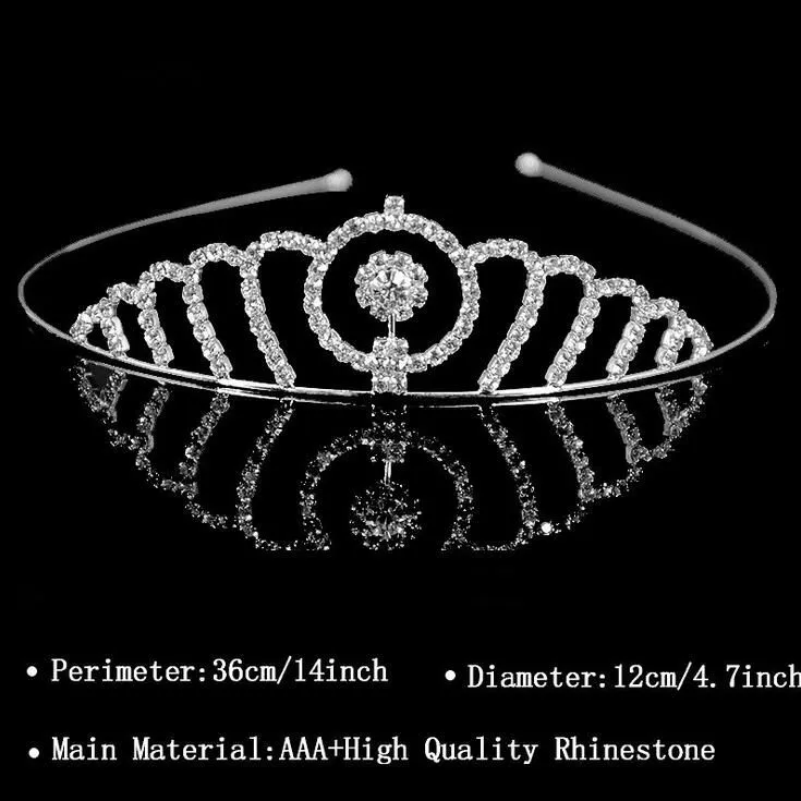 Hot Sale Beautiful Shiny Crystal Bridal Tiara Party Pageant Silver Plated Crown Hairband Cheap Wedding Accessories 2019