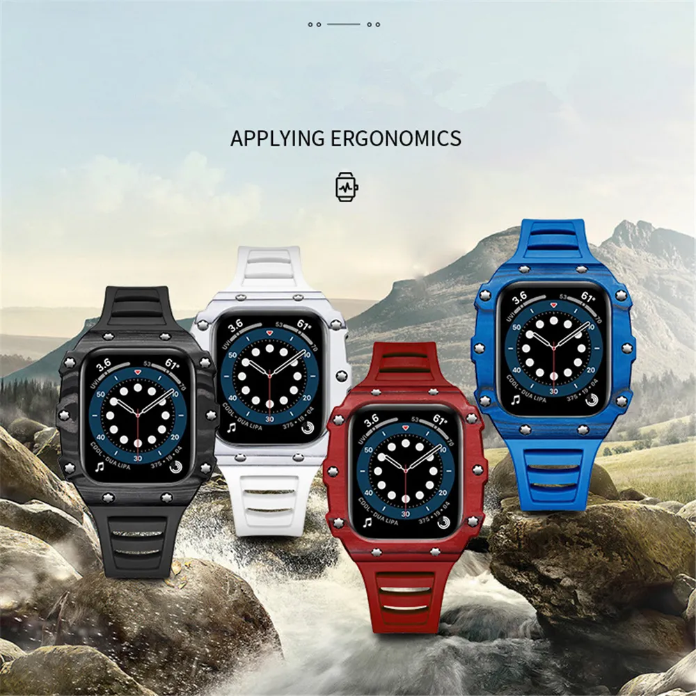 Szklane włókno węglowe Proces Process Zestaw Mod Za pomocą pasma Bransoletka Bransoletka Paski Paski Okładka Fit Watch For Apple Watch Serie