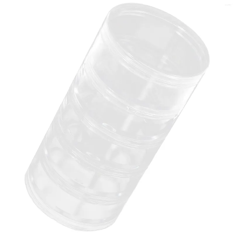 Conteneurs de stockage de perles de vaisselle, organisateur de cylindre transparent, pots empilables à 5 couches pour perles