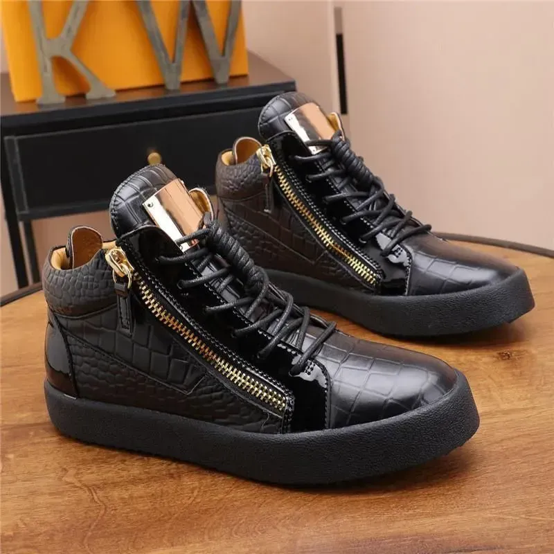 Scarpe di marca Scarpe casual con cerniera Claskin Sneakers in velluto nero Scarpe alte con tacco alto Scarpe da stilista all-match Scarpe da uomo con piattaforma da donna con scatola misura 36-46