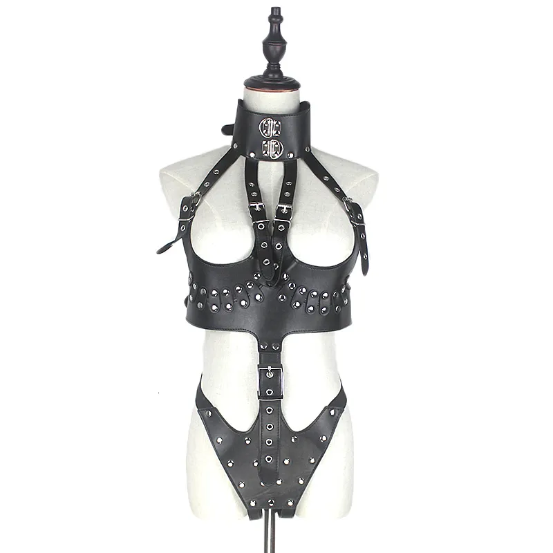 Sexy Set PU-Leder offener Schritt Sexy Catsuit Frauen Sex Fetisch Bondage Fesseln Harness Sexy Crotchless Teddy Dessous Erotische Kostüme 230825