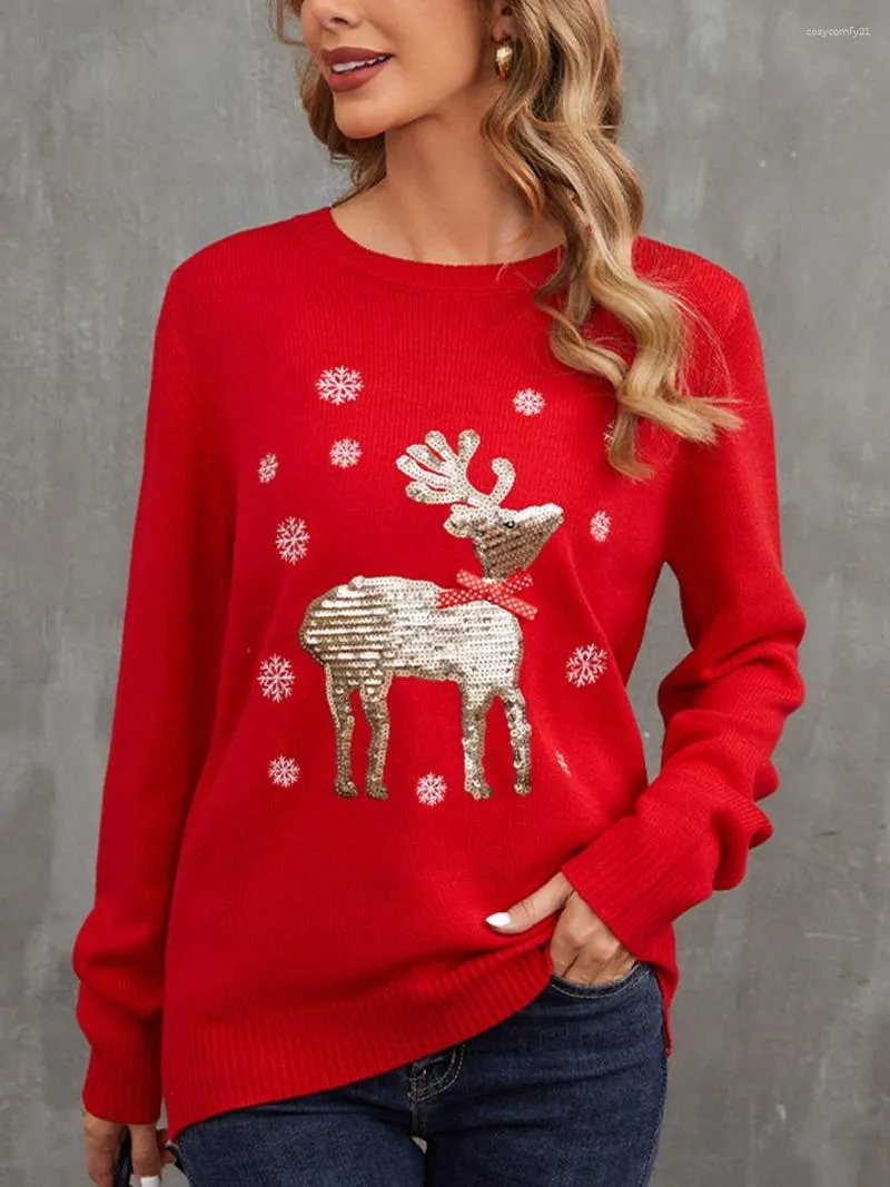 Sequined Elk Knit Sweater For Women Loose Fit, Long Sleeve, Crew Neck,  Perfect For Christmas, Spring, And Fall Streetwear From Cozycomfy21, $18.81  | DHgate.Com
