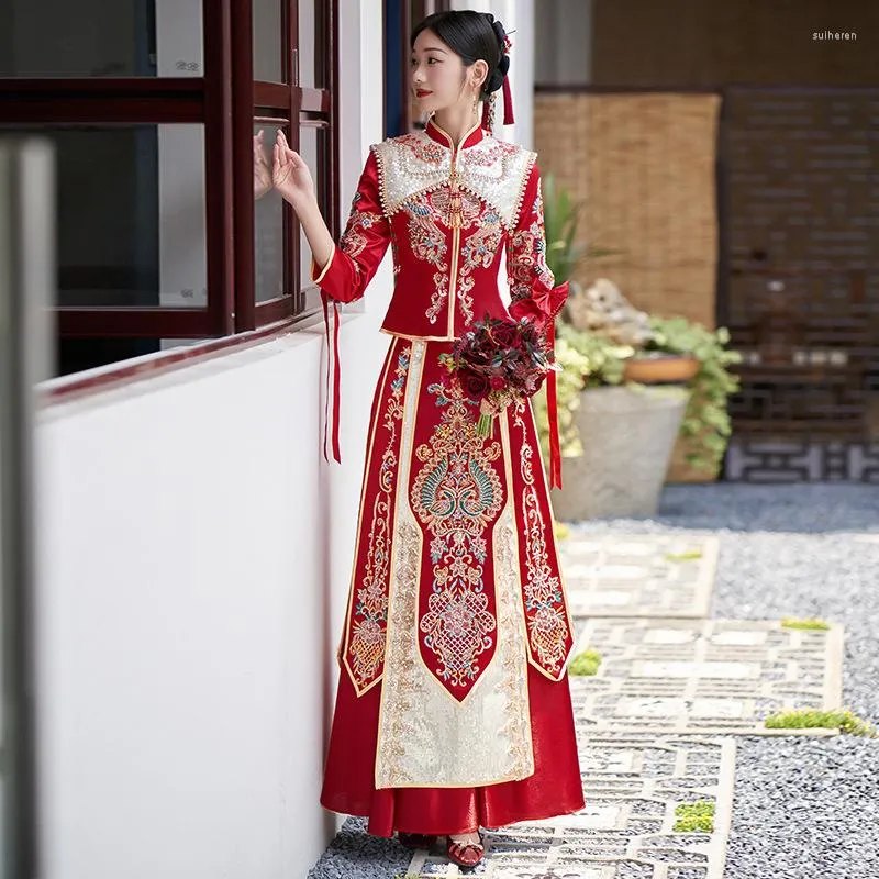 Etniska kläder yourqipao plus size kinesiska xiuhe bröllopsklänning tang kostym hanfu cheongsams vestido de noiva party klänningar