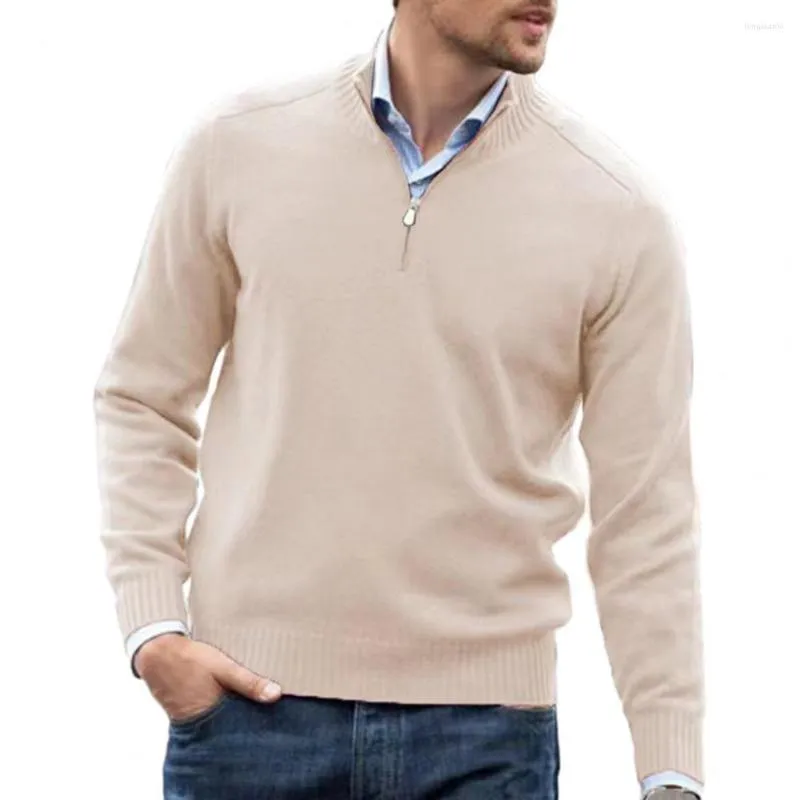 Nuevos Suéteres Hombres Moda Media Cremallera Jerseys Slim Fit Jerseys  Prendas de Punto Hombres Invierno Cálido Casual Marca Suéter Hombre  Pullover