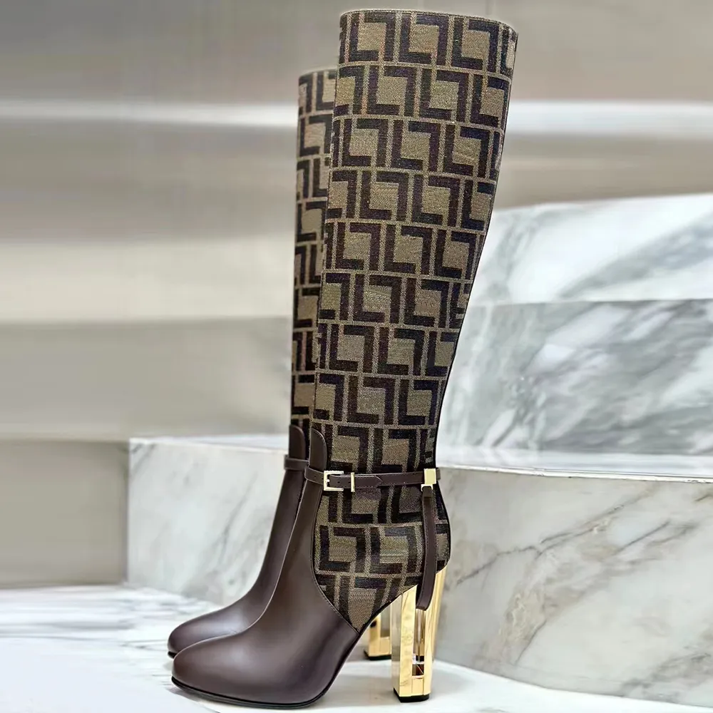 Women s Black Leather Knee High Boots with Buckle Round Toe 10cm Special Shaped Heel Zip Closure Motorcycle Style Winter Boots