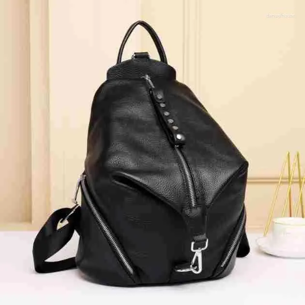 Mochilas Escolares 2023 De Cuero Genuino Para Mujer Mochilas De
