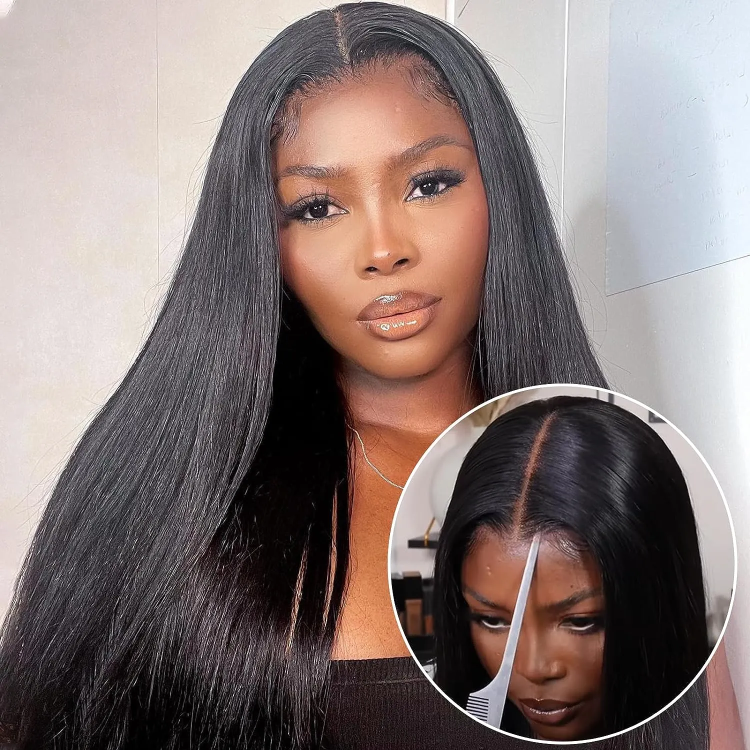 Ready To Wear Human Hair 180% Glueless Lace Front Wigs PrePlucked 30 36 Inch Straight Brazilian 4x6 5x5 Pre Cut Lace Closure Wig