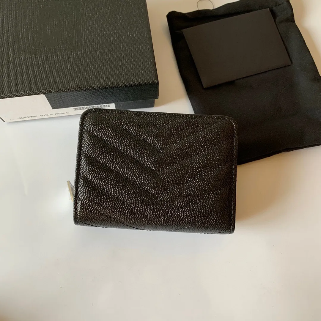 10Aス​​ーパーオリジナル品質の本物の革のミニジッパーウォレットレディースデザイナーウォレットクラシックキルティング財布カードホルダーパスポートホールドウォレット付き箱