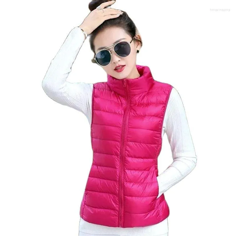 Gilets en duvet de coton léger pour femme, veste sans manches, garde au chaud, vêtements d'extérieur décontractés, collection automne-hiver 2023