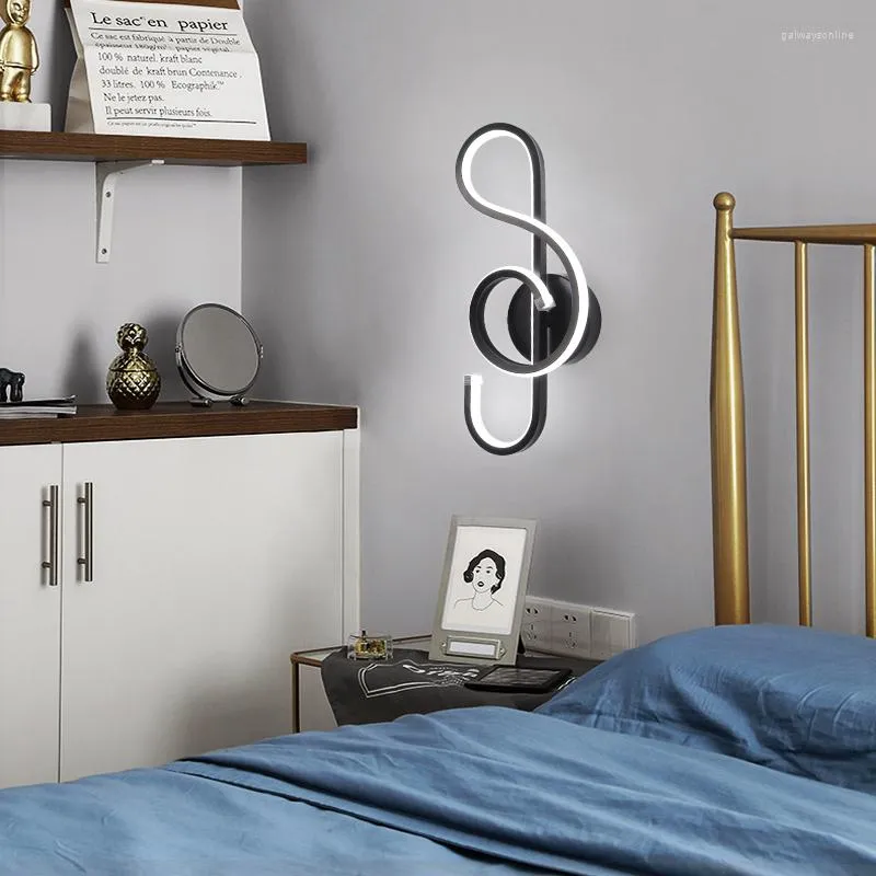 Настенная лампа скандинавская минималистская современная музыкальная нота светодиод
