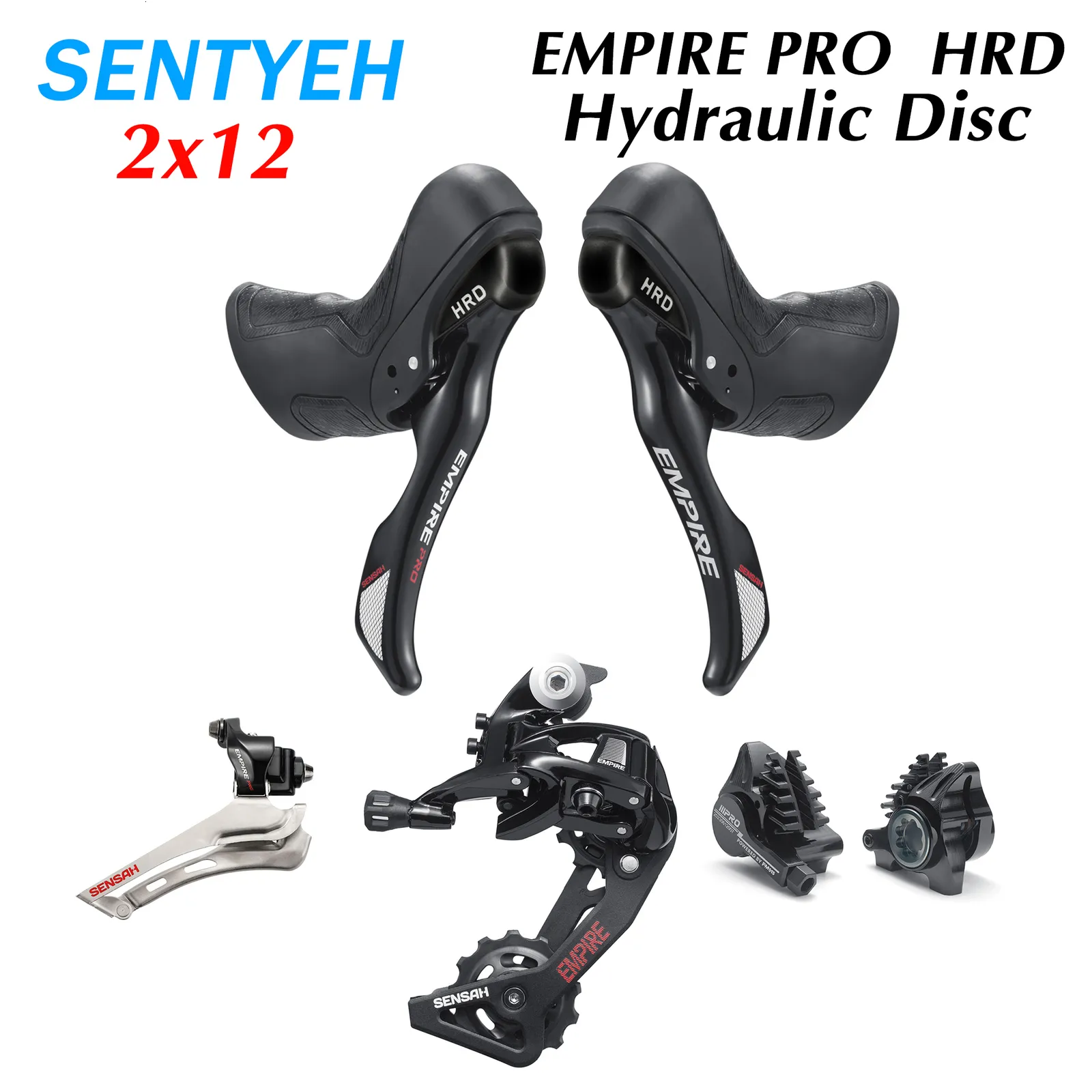 Desviadores de bicicleta Sensah Empire Pro HRD Disc 2x12s Road Freio Hidráulico Groupset Alloy 12s 230825