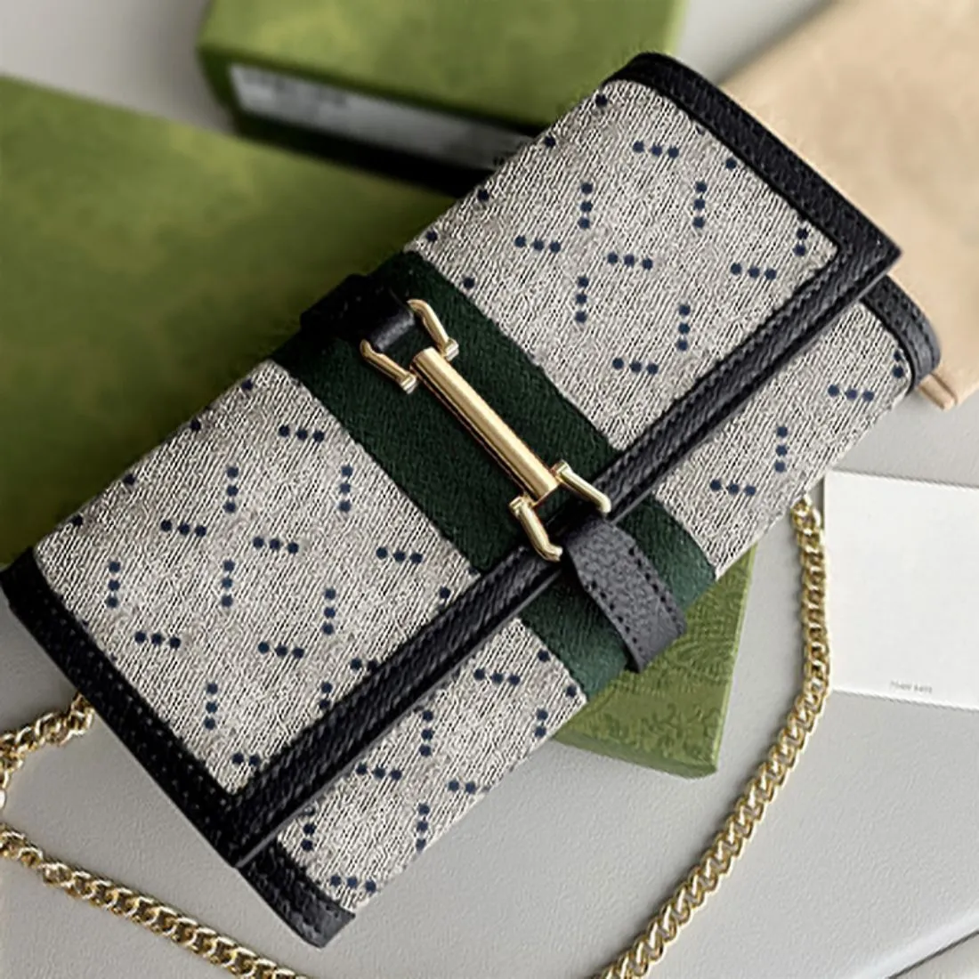 Hoge kwaliteit mode-keten portemonnee Dames portemonnee Dames Klassieke luxe ketting crossbody Designer telefoontas zadeltas clutch portemonnee Originele doos