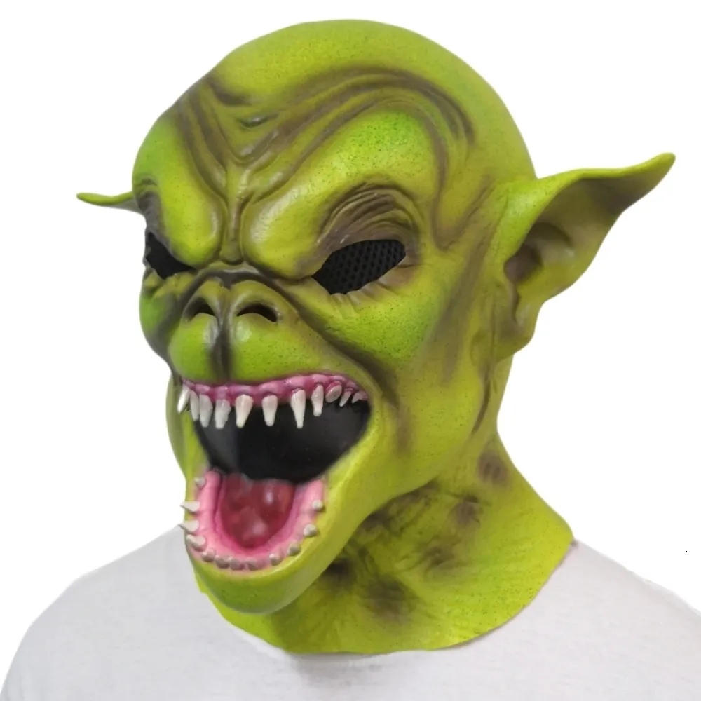Party Masks Halloween Creepy Evil Green Monster Mask Demon Horror Dress Up Ghost Lateks Prop Nowatorski kostium Party Hełm 230824