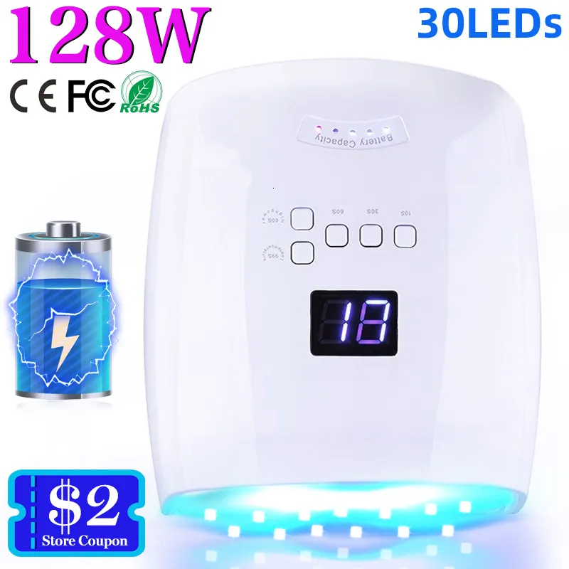 Secadores de unhas atualizar 128W lâmpada recarregável bateria embutida poderoso secador sem fio para manicure sem fio UV LED 230825